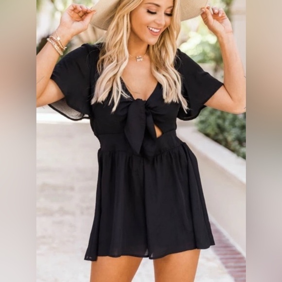 Pink Lily Black Romper Love For A Lifetime XL - Picture 2 of 15
